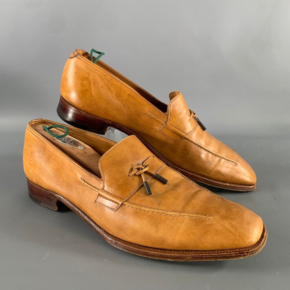 JOHN LOBB Size 9.5 Tan Leather Tassels Loafers